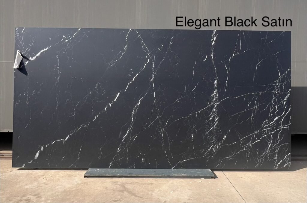 Elegant Black Satin doğal taş plaka